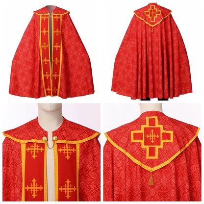 Ecoparty Unisex Medieval Clergy Chasuble Cope – Liturgical Church Vestment Cloak for Ceremonies