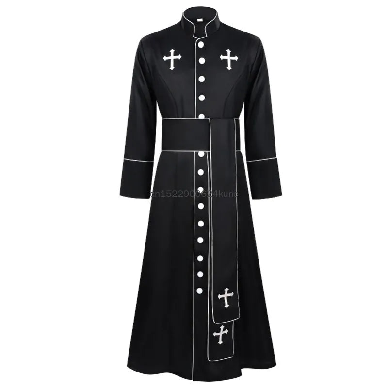 Gracynn Unisex Medieval Clergy Cassock Robe – Anime-Inspired Liturgical Set with Coat and Belt