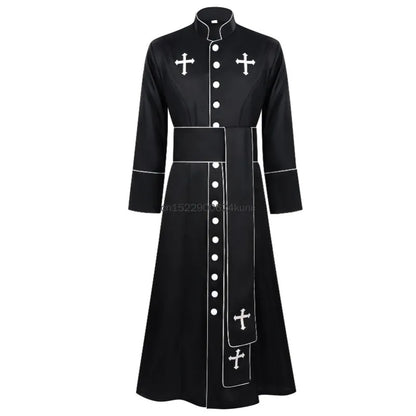 Gracynn Unisex Medieval Clergy Cassock Robe – Anime-Inspired Liturgical Set with Coat and Belt