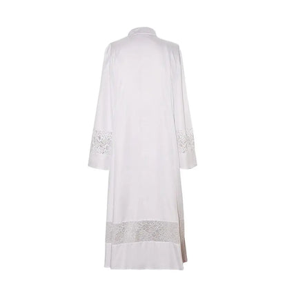 Adult Unisex Medieval Liturgical Alb Cassock Set – Premium Clergy Robe with Guipure Lace Inserts