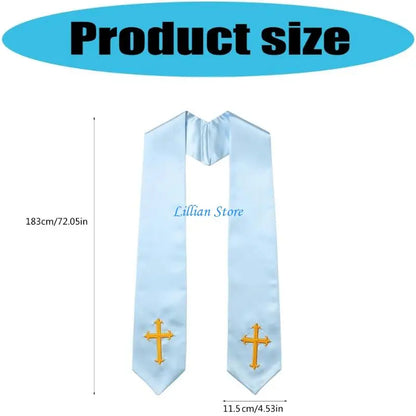 Adult Unisex 72-Inch Liturgical Clergy Stole – Premium Embroidered Cross Ministry Scarf