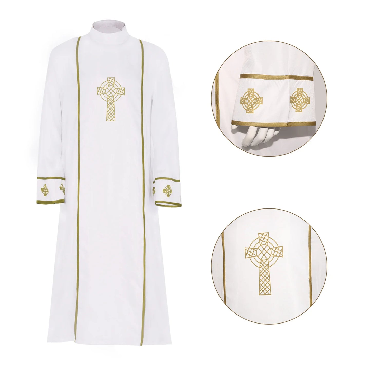 Men's Medieval Cao Pi Liturgical Cassock Robe – Minimalist Clergy Vestment Alb Gown