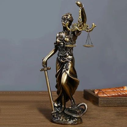 Lady Justice Statue — European Retro Bronze-Effect Decor