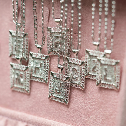 Layered Initial & Cross Necklace Set