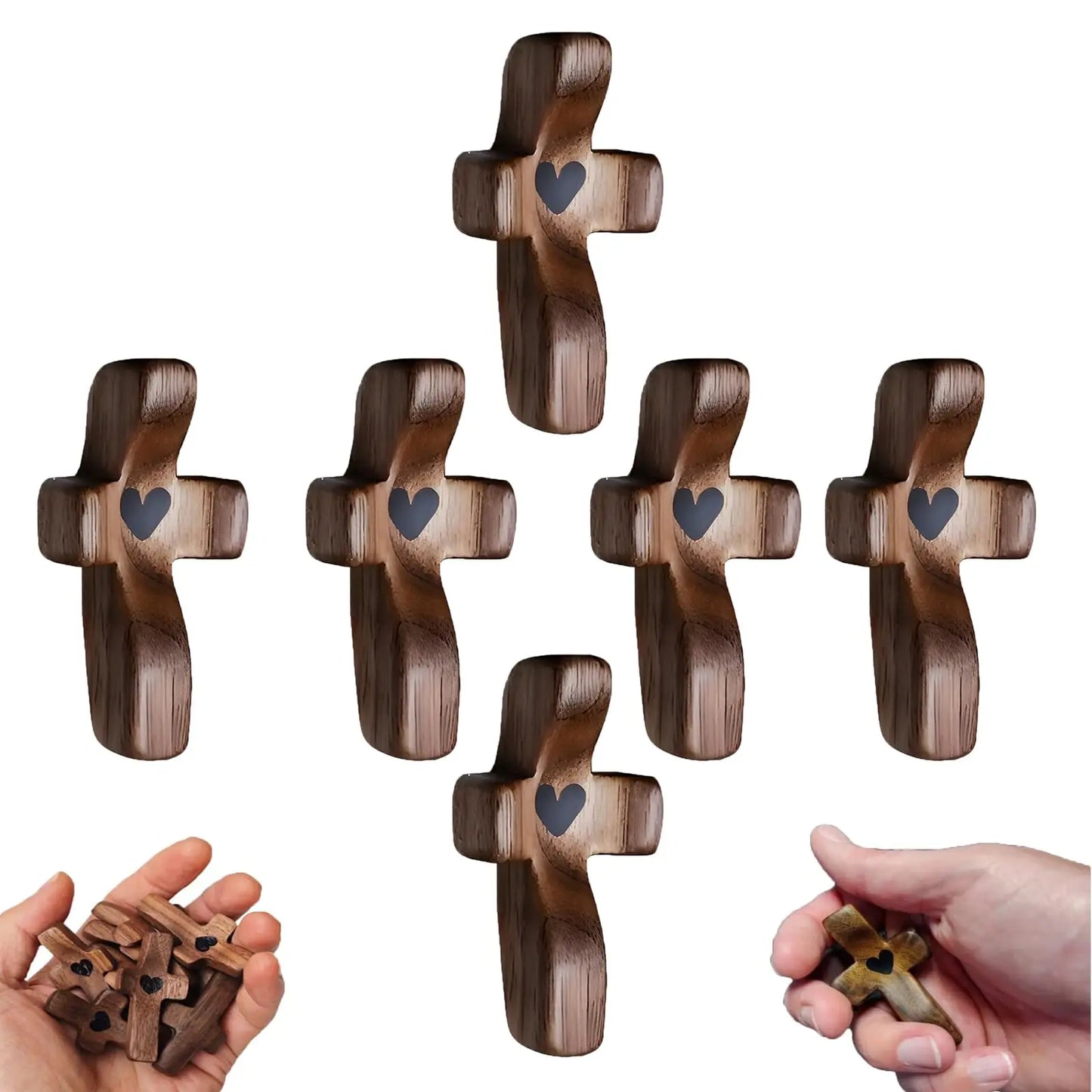 Wooden Pocket Prayer Cross — Set of 6