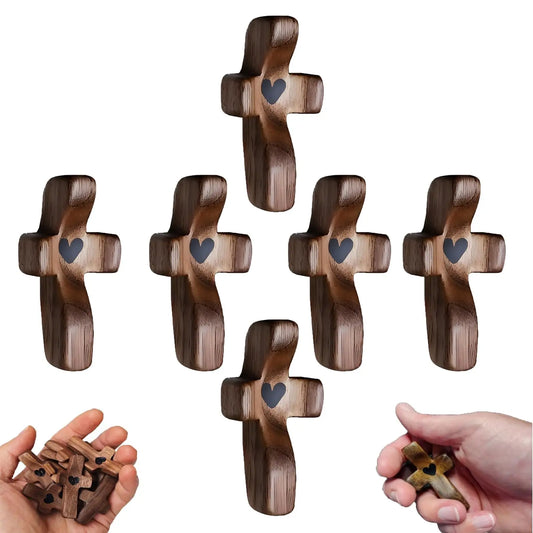 Wooden Pocket Prayer Cross — Set of 6