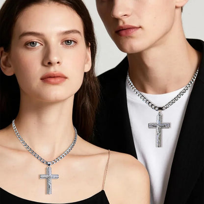 Gold-Plated Cross Necklace for Men Advanced Nanotech Tarnish-Free Cuban Figaro Rope Miami Chains with Jesus Crucifix Pendant
