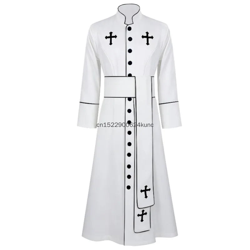 Gracynn Unisex Medieval Clergy Cassock Robe – Anime-Inspired Liturgical Set with Coat and Belt