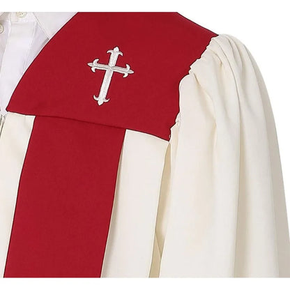 Premium Adult Liturgical Choir Robe Set – Classic Church Uniform with Contrast Yoke and Tied Tie