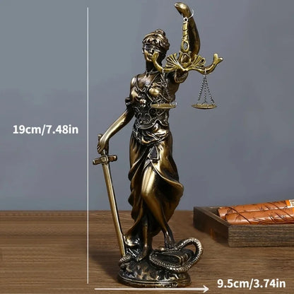 Lady Justice Statue — European Retro Bronze-Effect Decor