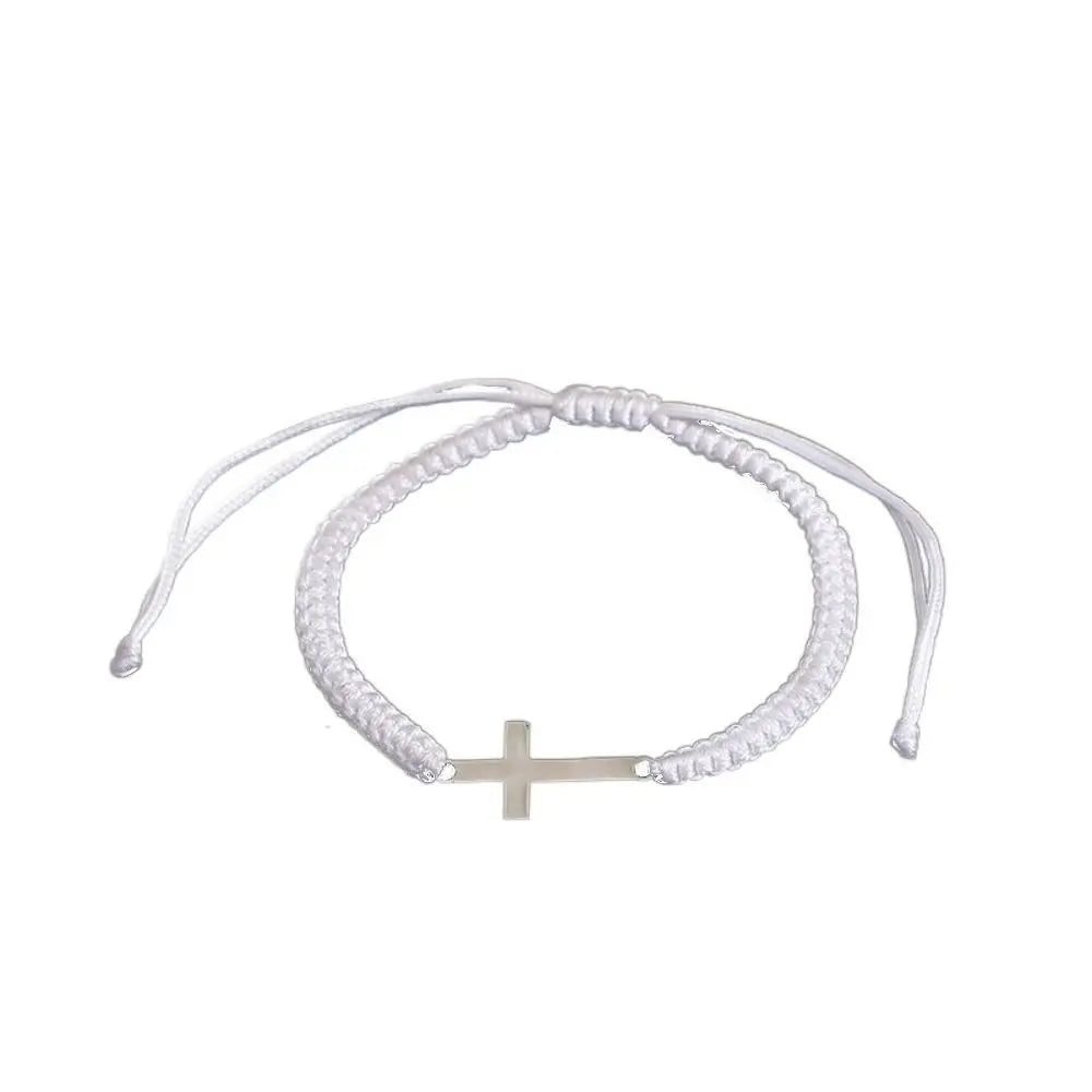 Braided Cross Charm Bracelet