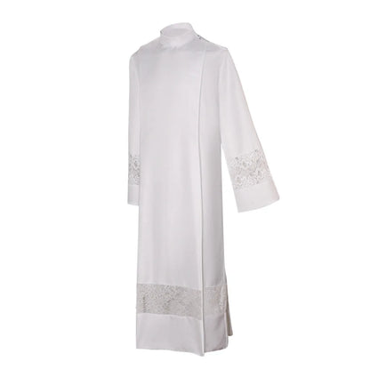 Adult Unisex Medieval Liturgical Alb Cassock Set – Premium Clergy Robe with Guipure Lace Inserts