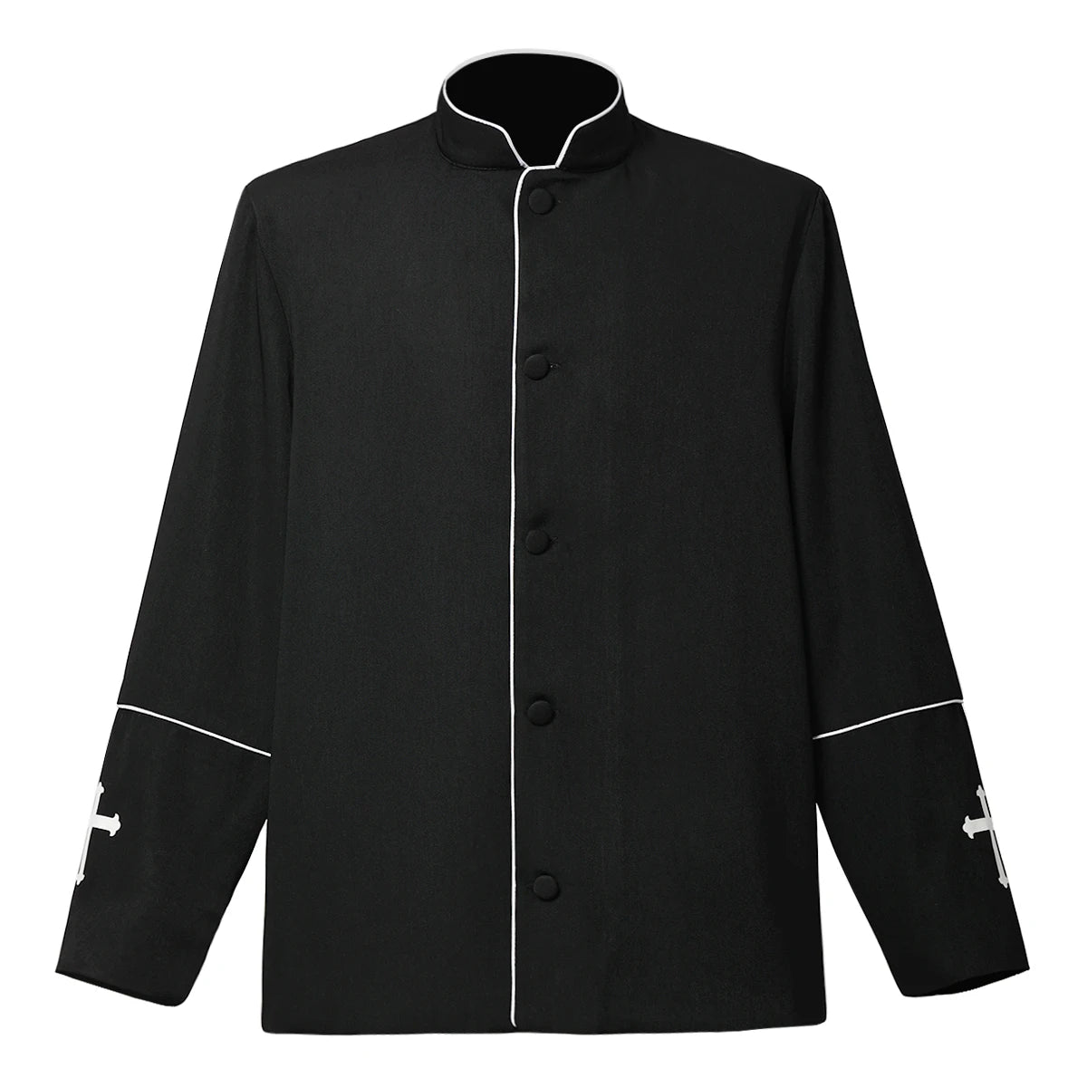 Men Priest Jacket Uniform Catholic Church Cross Pastor Minister Choir Costume
