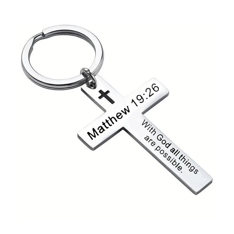 Christian Bible Verse Cross Keychain