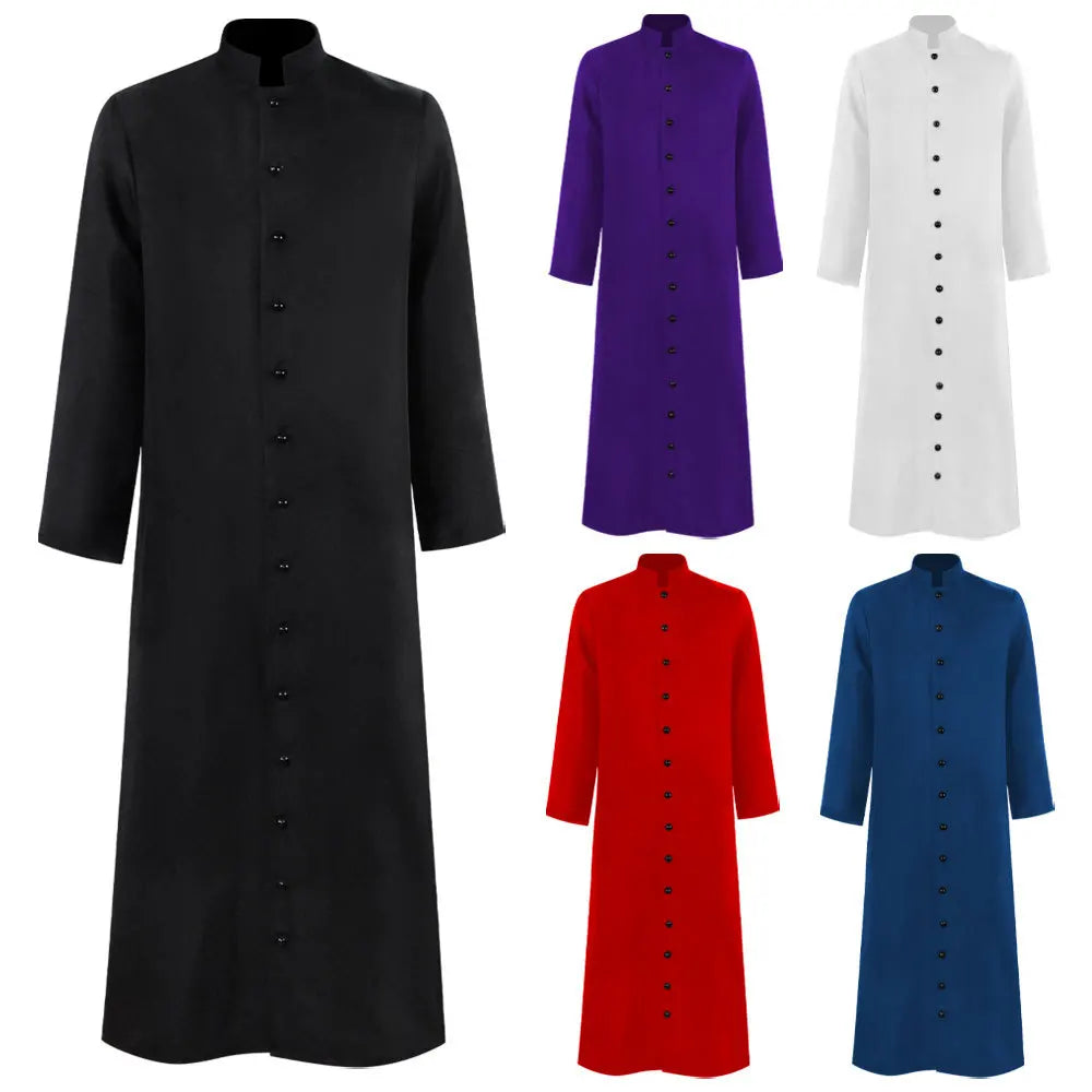 Men's Traditional Roman Catholic Clergy Cassock Robe – Minimalist Single-Breasted Vestment