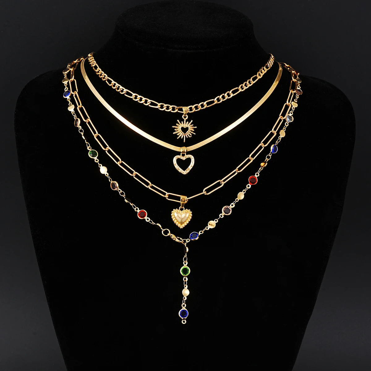 Layered Gold Necklace Set — 4-Piece Chain Collection