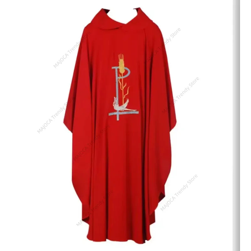 Premium Roman Catholic Church Chasuble Vestment – Printed Priest Liturgical Mass Gown