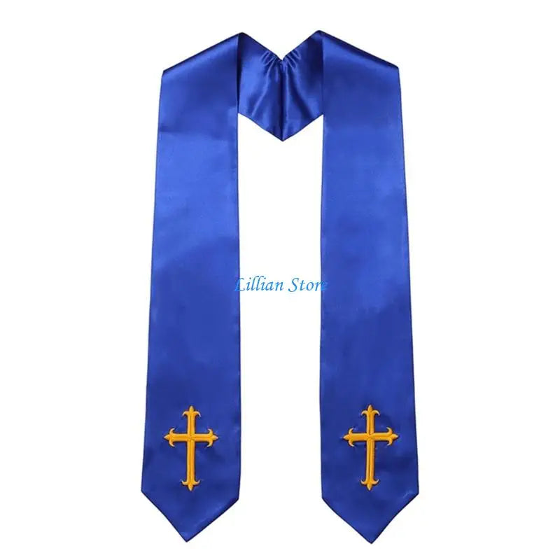 Adult Unisex 72-Inch Liturgical Clergy Stole – Premium Embroidered Cross Ministry Scarf