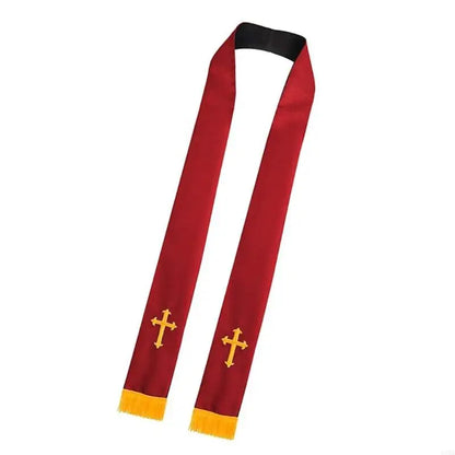 Adult Unisex Reversible Liturgical Clergy Stole – Premium Embroidered Cross Ministry Scarf