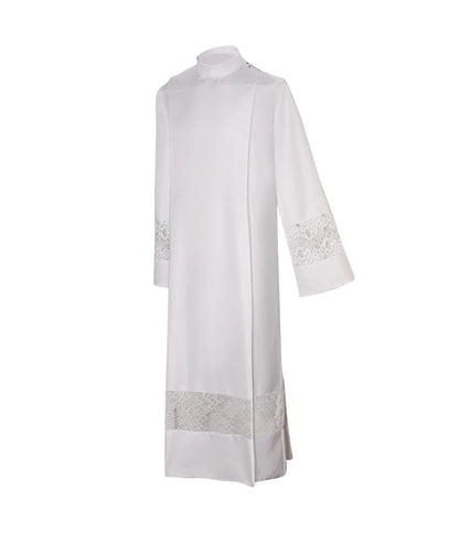 Adult Unisex Medieval Liturgical Alb Cassock Set – Premium Clergy Robe with Guipure Lace Inserts