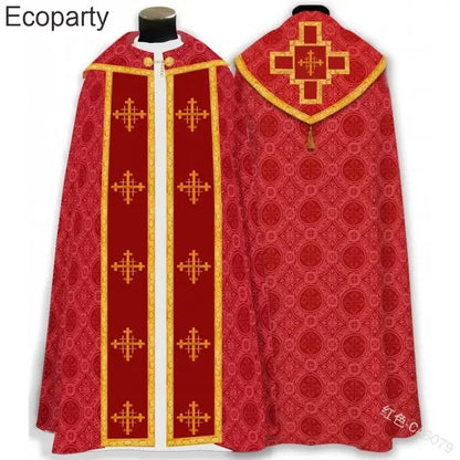 Ecoparty Unisex Medieval Clergy Chasuble Cope – Liturgical Church Vestment Cloak for Ceremonies