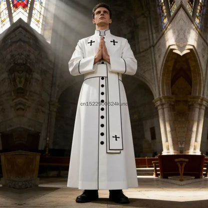 Gracynn Unisex Medieval Clergy Cassock Robe – Anime-Inspired Liturgical Set with Coat and Belt