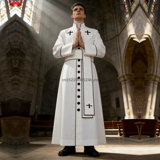 Gracynn Unisex Medieval Clergy Cassock Robe – Anime-Inspired Liturgical Set with Coat and Belt
