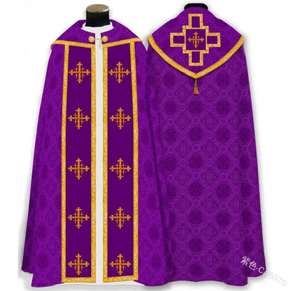 Ecoparty Unisex Medieval Clergy Chasuble Cope – Liturgical Church Vestment Cloak for Ceremonies