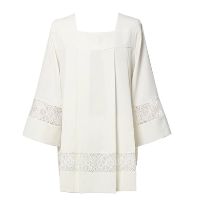 Men's Broadcloth Liturgical Clergy Alb – Traditional Church Surplice with Inserts