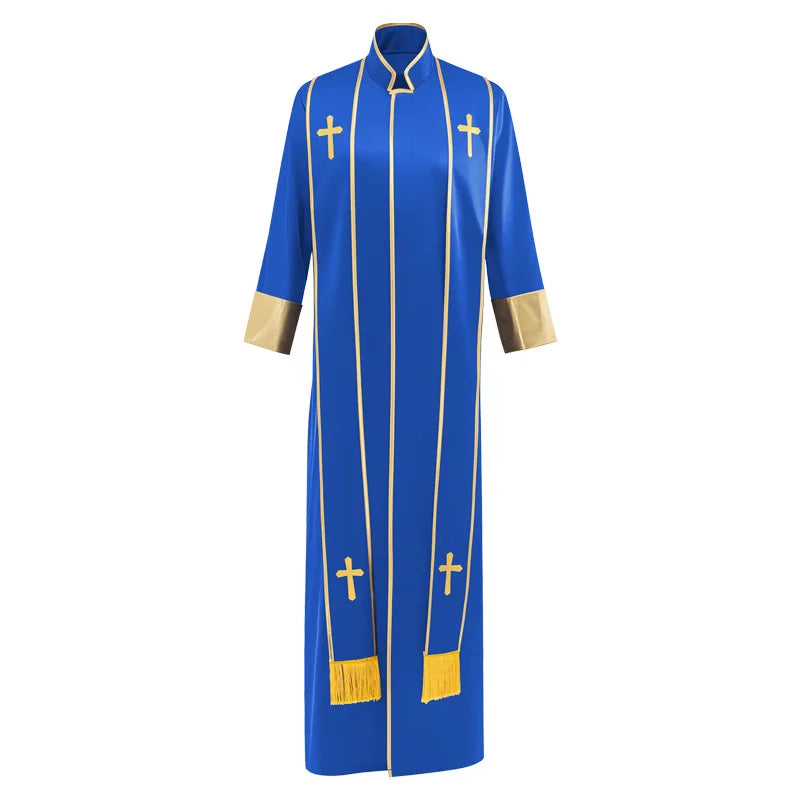 Adult Unisex Clergy Cassock Robe Set – Premium Liturgical Gown with Embroidered Cross Stoles