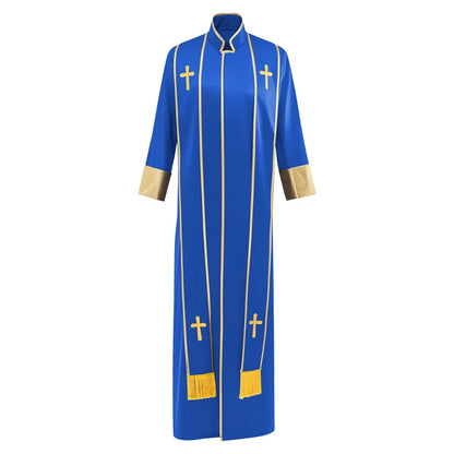 Adult Unisex Clergy Cassock Robe Set – Premium Liturgical Gown with Embroidered Cross Stoles