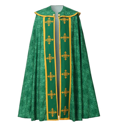 Ecoparty Unisex Medieval Clergy Chasuble Cope – Liturgical Church Vestment Cloak for Ceremonies
