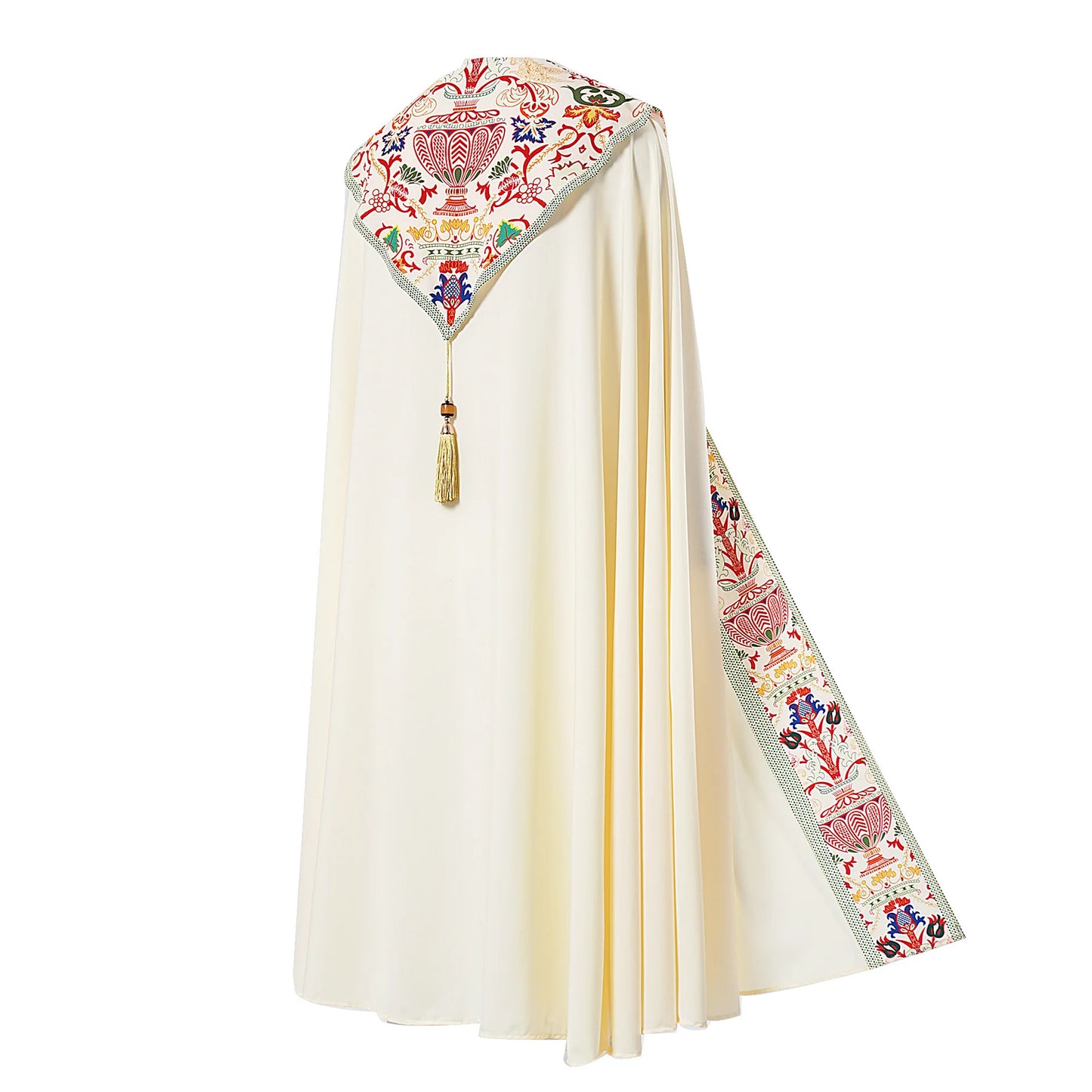 Unisex Medieval Liturgical Chasuble Cloak – Premium Printed Clergy Cope Vestment