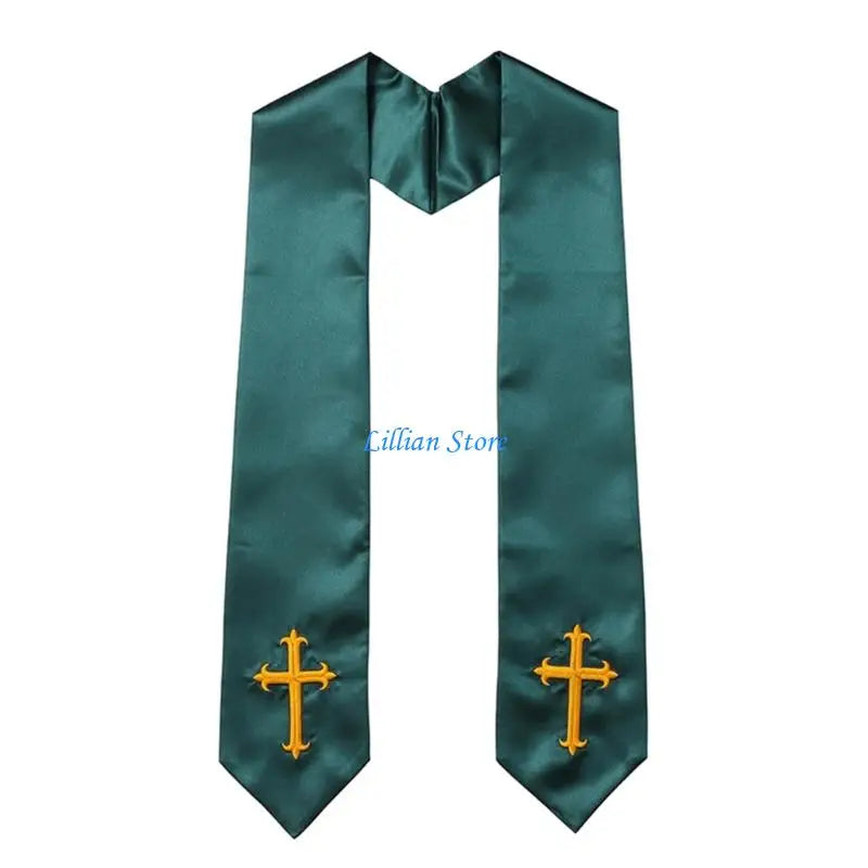 Adult Unisex 72-Inch Liturgical Clergy Stole – Premium Embroidered Cross Ministry Scarf