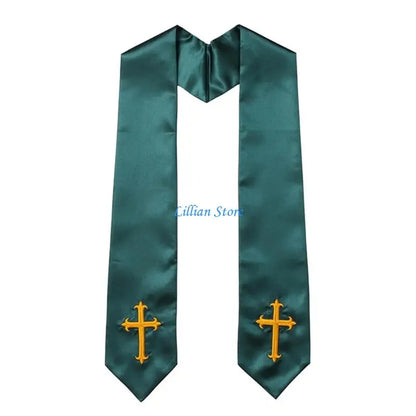 Adult Unisex 72-Inch Liturgical Clergy Stole – Premium Embroidered Cross Ministry Scarf