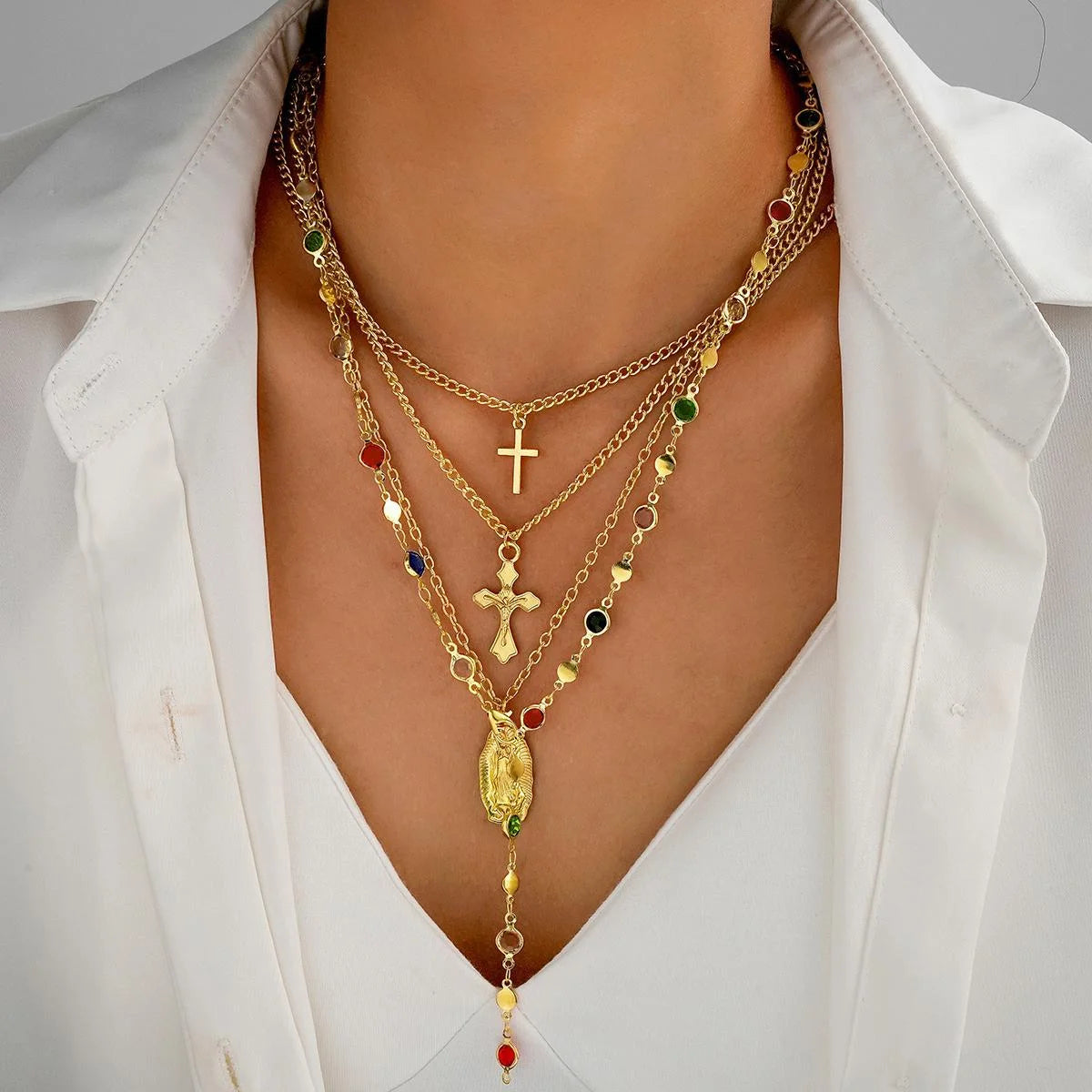 Layered Gold Necklace Set — 4-Piece Chain Collection