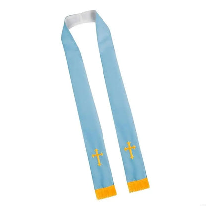 Adult Unisex Reversible Liturgical Clergy Stole – Premium Embroidered Cross Ministry Scarf