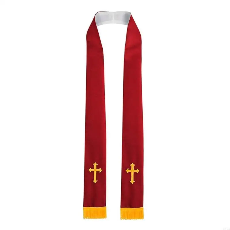 Adult Unisex Reversible Liturgical Clergy Stole – Premium Embroidered Cross Ministry Scarf