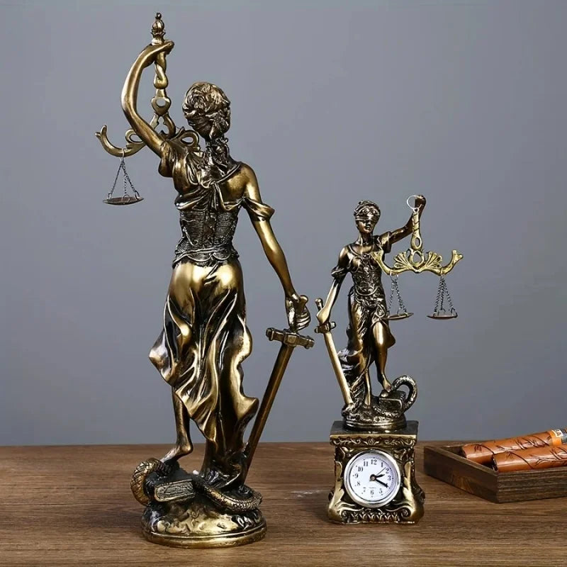 Lady Justice Statue — European Retro Bronze-Effect Decor