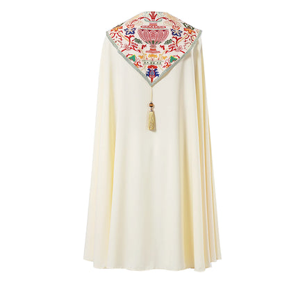 Unisex Medieval Liturgical Chasuble Cloak – Premium Printed Clergy Cope Vestment