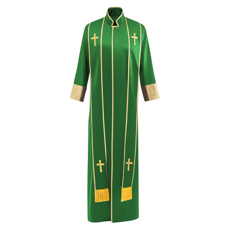 Adult Unisex Clergy Cassock Robe Set – Premium Liturgical Gown with Embroidered Cross Stoles