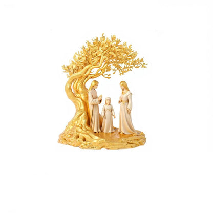 Golden Radiance Nativity Statue — Holy Family Tree of Life