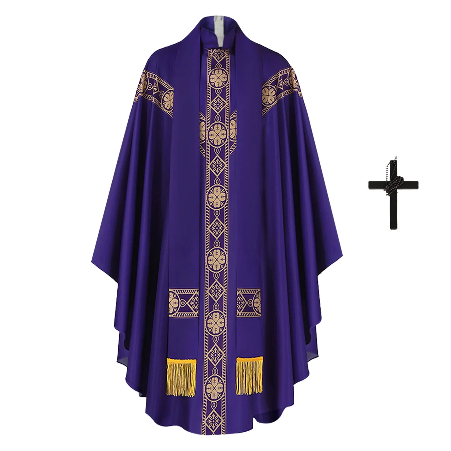 Adult Unisex Clergy Chasuble Vestment Set – Premium Liturgical Priest Gown with Stole and Cross Pendant