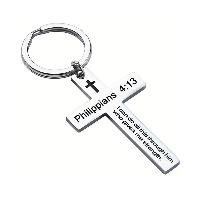 Christian Bible Verse Cross Keychain