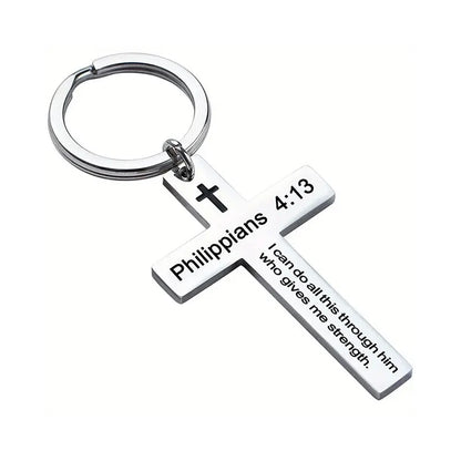 Christian Bible Verse Cross Keychain