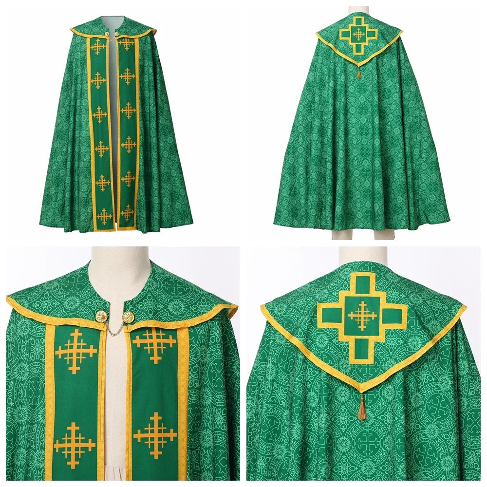 Ecoparty Unisex Medieval Clergy Chasuble Cope – Liturgical Church Vestment Cloak for Ceremonies