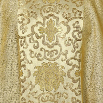 Premium Men's Gothic Chasuble Vestment Set – Metallic Jacquard Mass Gown with Cowl Neck and Fringed Stole