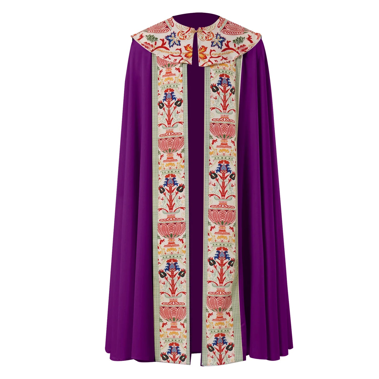 Unisex Medieval Liturgical Chasuble Cloak – Premium Printed Clergy Cope Vestment