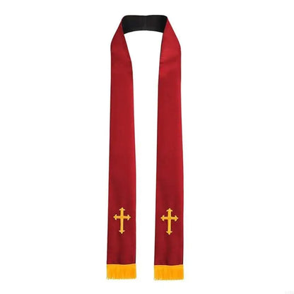 Adult Unisex Reversible Liturgical Clergy Stole – Premium Embroidered Cross Ministry Scarf