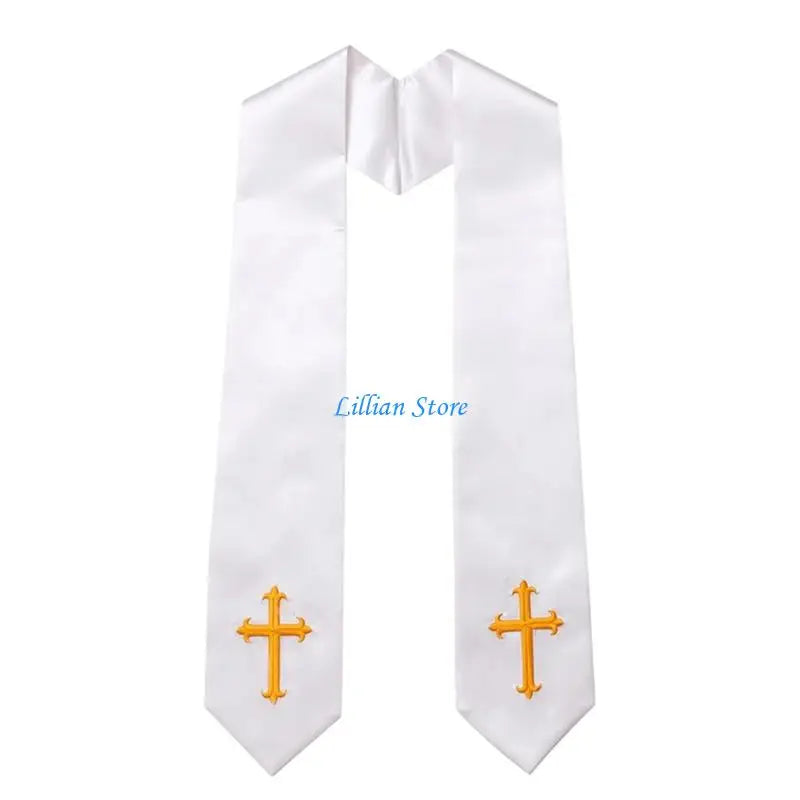 Adult Unisex 72-Inch Liturgical Clergy Stole – Premium Embroidered Cross Ministry Scarf